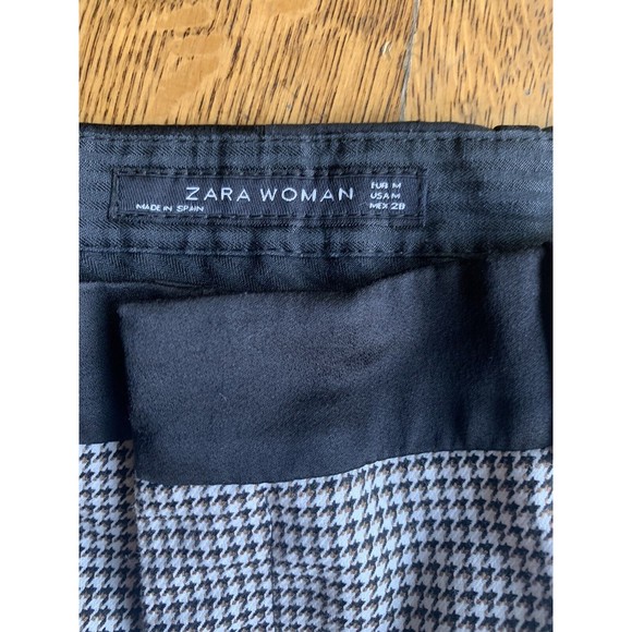 Zara Womens Dress Pants Trousers Black Houndstooth Career Pockets Medium Ankle - Picture 8 of 9